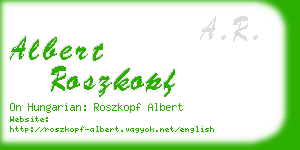albert roszkopf business card